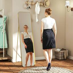 STILVORA Full Length Mirror 160 x 40 cm Free Standing Gold - thumbnail 3