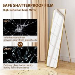STILVORA Full Length Mirror 160 x 40 cm Free Standing Gold - thumbnail 9