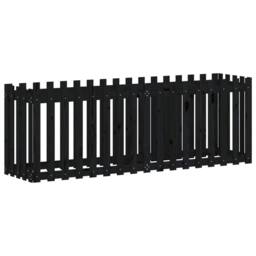Berkfield Home Garden Raised Bed with Fence Design Black 200x50x70 cm Solid Wood Pine - Size: 200 x 50 x 70 cm - thumbnail 4