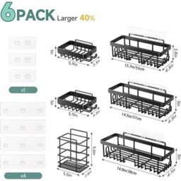 KORVIXA 6X Shower Caddy No Drill Stainless in Black - thumbnail 2