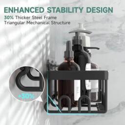 KORVIXA 6X Shower Caddy No Drill Stainless in Black - thumbnail 3
