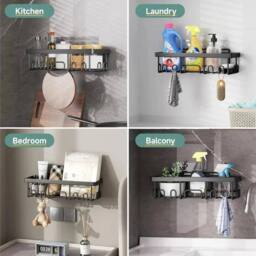 KORVIXA 6X Shower Caddy No Drill Stainless in Black - thumbnail 5