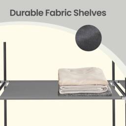KORVIXA Grey Fabric Wardrobe, 12 Compartments, Metal Frame - Size: 900mm - thumbnail 5