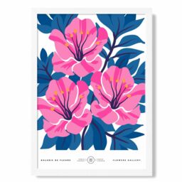 ARTZE Pink & Blue Cosmos Flower Market Gallery Framed Print SIZE: A3 with White Frame in Mid Blue - Size: A4 - thumbnail 1