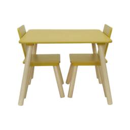 sweeek Children's square table with 2 chairs pine legs in Yellow - thumbnail 6