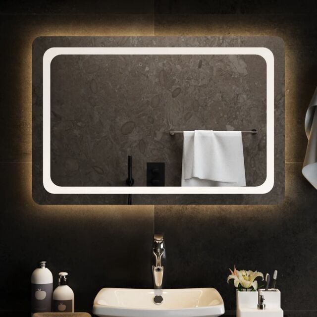 Berkfield Home LED Bathroom Mirror 90x60 cm in Clear - image 1