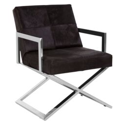Orsina Contemporary Design Cross Base Chair, Comfortable Occasional Arm Chair, Durable Constructed Accent Armchair in Black - thumbnail 6