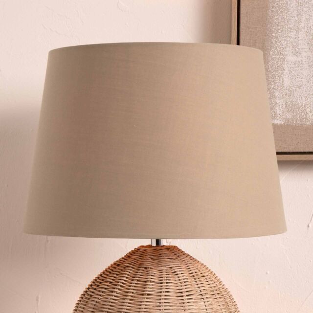 Ruma Taupe Tapered Poly Cotton Lampshade for Table Lamps & Floor Lamps - Size: 16 inches - image 1