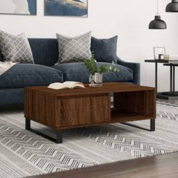 Berkfield Home Decorative Coffee Table Brown Oak 90x60x35 cm Engineered Wood - Size: 90 x 60 x 35 cm - thumbnail 2