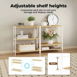 FORGEVIO 3-Tier Bamboo Shoe Rack Stand Adjustable Wooden Storage Shelf in Brown - thumbnail 5