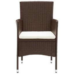 Berkfield Home 5 Piece Garden Bistro Set Poly Rattan & Tempered Glass Brown - thumbnail 4