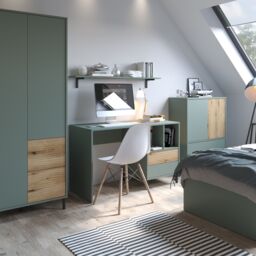 Furniture To Go Darwin Desk 2 Drawer in Green/Oak in Green - thumbnail 3