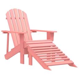 Berkfield Home Garden Adirondack Chair with Ottoman Solid Fir Wood Pink - thumbnail 2