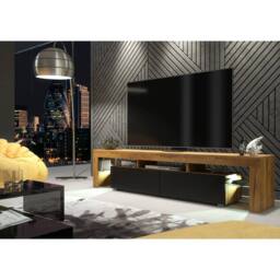 Mex Furniture LTD TV Unit Nova 200cm - Dark Oak & Black Matt Doors & LED Lights - thumbnail 2