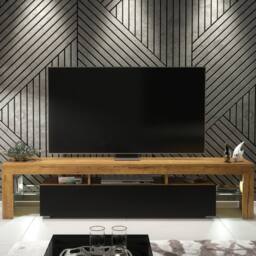 Mex Furniture LTD TV Unit Nova 200cm - Dark Oak & Black Matt Doors & LED Lights - thumbnail 4