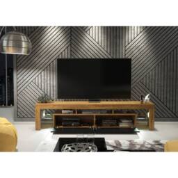 Mex Furniture LTD TV Unit Nova 200cm - Dark Oak & Black Matt Doors & LED Lights - thumbnail 6