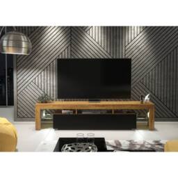 Mex Furniture LTD TV Unit Nova 200cm - Dark Oak & Black Matt Doors & LED Lights - thumbnail 5