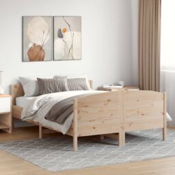 Berkfield Home Bed Frame without Mattress 150x200 cm King Size Solid Wood Pine in Brown - thumbnail 1