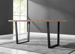 FurnitureboxUK Kylo Large Brown Wood Effect Dining Table & 6 Milan Black Leg Faux Leather Chairs - thumbnail 8