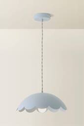 ValueLights Millie Metal Flower Style Scallop Ceiling Pendant Light & Bulb in Baby Blue - thumbnail 3