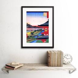 "Artery8 Hiroshige Japanese View Pagoda Red Artwork 12x16"" Framed Art Print - Size: W12"" x H16""" - thumbnail 2