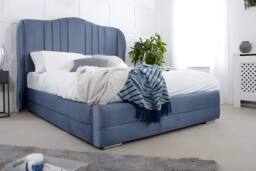 PARADISE BEDS LTD Zen Sleep Double Bed Set in Dark Blue - Size: King - thumbnail 1