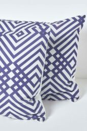 Homescapes Geometric Digitally Printed Cotton Duvet Cover Set in Indigo - Size: Double - thumbnail 4