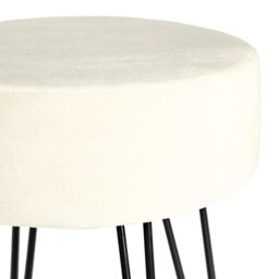 Harbour Housewares Round Velvet Footstool - H40 x D35cm - Black Hairpin Legs in Cream - thumbnail 5