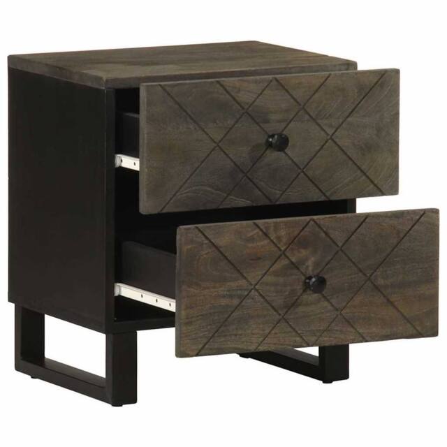 Berkfield Home Bedside Cabinet Black 40x33x46 cm Solid Wood Mango - Size: 40 x 33 x 46 cm - image 1