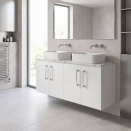 Balterley Level 1200mm Wall Hung 4 Door Unit with Laminate Worktop Gloss White - thumbnail 3