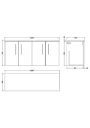 Balterley Level 1200mm Wall Hung 4 Door Unit with Laminate Worktop Gloss White - thumbnail 4