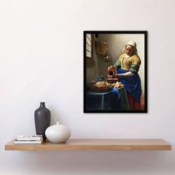 "Artery8 The Milkmaid Portrait Vermeer Vintage Framed Wall Art Print in Beige - Size: W12"" x H16""" - thumbnail 4