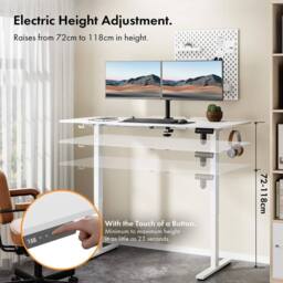 NESTLUNE 140x60cm Electric Standing Desk for Home Office in White - Size: 100 cm x 15 cm - thumbnail 4
