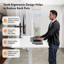 NESTLUNE 140x60cm Electric Standing Desk for Home Office in White - Size: 100 cm x 15 cm - thumbnail 3