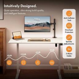 NESTLUNE 140x60cm Electric Standing Desk for Home Office in White - Size: 100 cm x 15 cm - thumbnail 5