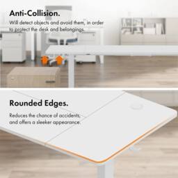 NESTLUNE 140x60cm Electric Standing Desk for Home Office in White - Size: 100 cm x 15 cm - thumbnail 6