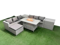 Fimous 7 Seat PE Rattan Lounge Sofa Sets Outdoor Garden Furniture Set in Light Grey - thumbnail 2