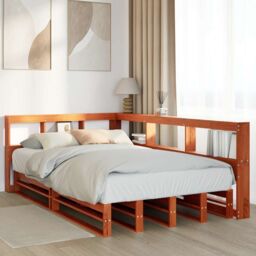 Berkfield Home Bookcase Bed without Mattress Wax Brown 120x190cm Solid Wood Pine - Size: 120x190 cm - thumbnail 4