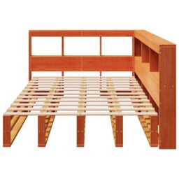 Berkfield Home Bookcase Bed without Mattress Wax Brown 120x190cm Solid Wood Pine - Size: 120x190 cm - thumbnail 5