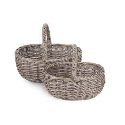 Red Hamper Wicker Set of 2 Unlined Antique Wash Bathroom Shopping Basket in Grey - thumbnail 2