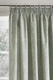 Dreams & Drapes 'Aveline' 100% Cotton Pair of Pencil Pleat Curtains With Tie-Backs in Green - Size: 168 cm width x 229 cm drop - thumbnail 3