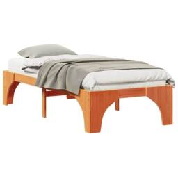 Berkfield Home Stylish Floor Bed Frame with Storage Brown 90 x 190 cm Solid pine wood - thumbnail 1