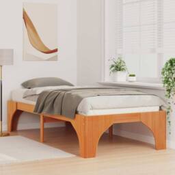 Berkfield Home Stylish Floor Bed Frame with Storage Brown 90 x 190 cm Solid pine wood - thumbnail 4