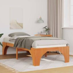 Berkfield Home Stylish Floor Bed Frame with Storage Brown 90 x 190 cm Solid pine wood - thumbnail 2