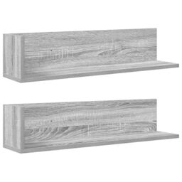 Berkfield Home Wall Shelves 2 pcs Grey Sonoma 75x16.5x16.5 cm Engineered Wood - thumbnail 2