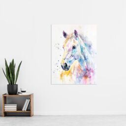 "Artery8 Colourful Horse Head Portrait Modern Watercolour Wall Art Print - Size: W24"" x H32""" - thumbnail 4