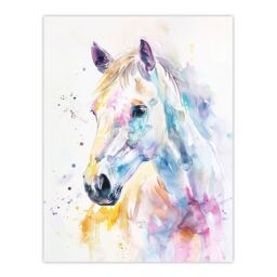 "Artery8 Colourful Horse Head Portrait Modern Watercolour Wall Art Print - Size: W24"" x H32""" - thumbnail 1