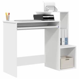 Berkfield Home White Computer Desk White Chipboard Standard Storage - thumbnail 3