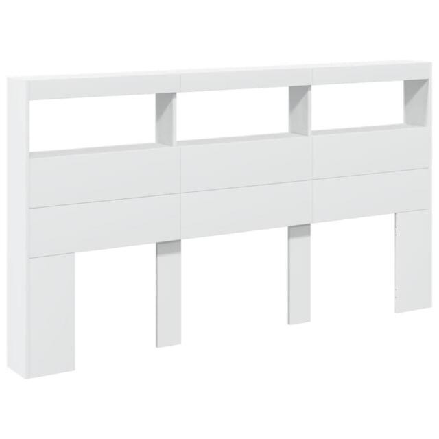 Berkfield Home Headboard Cabinet with LED White 180x17x102 cm - Size: 180 x 17 x 102 cm - image 1