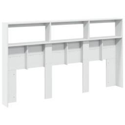 Berkfield Home Headboard Cabinet with LED White 180x17x102 cm - Size: 180 x 17 x 102 cm - thumbnail 8
